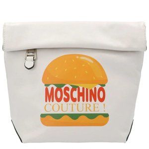 SS22 Moschino Couture Jeremy Scott The Diner White Leather Lunch Bag Hamburger